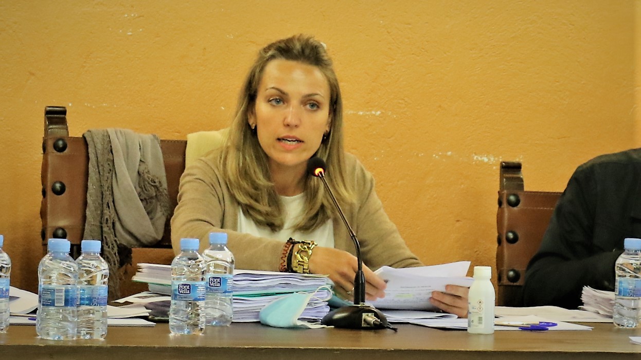 María Jesús Merino, alcaldesa de Sigüenza, durante el pleno de presupuestos de 2020.