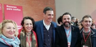 Pedro Sánchez, a la derecha de José Luis Blanco, junto a otros "sanchistas" reconocidos reconocibles.