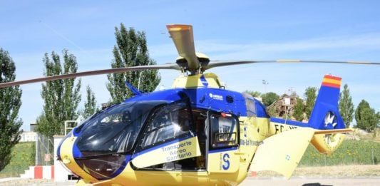 Muy grave un motorista de 71 años en Trillo, derivado a Madrid en helicóptero Un herido ha sido trasladado a Madrid en un helicóptero del SESCAM.