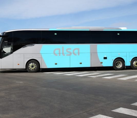 Nuevo modelo de autobús de ALSA para la línea entre Madrid y Guadalajara.