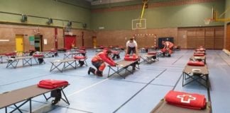 Camas instaladas en el colegio Badiel.