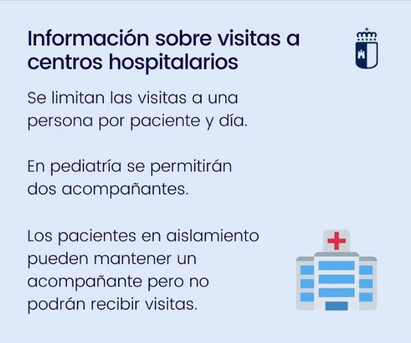 Letrero con las nuevas condiciones de visita en el Hospital de Guadalajara.