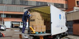 Llegada de material al Hospital de Guadalajara el 31 de marzo de 2020.