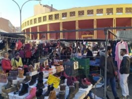 Mercadillo de los martes junto a la Plaza de Toros, en una imagen reciente. (Foto: La Crónic@)