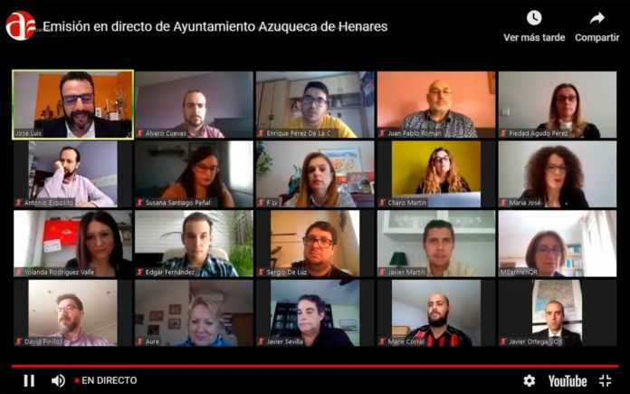Pleno de Azuqueca de Henares, realizado de forma telemática el 7 de abril de 2020.