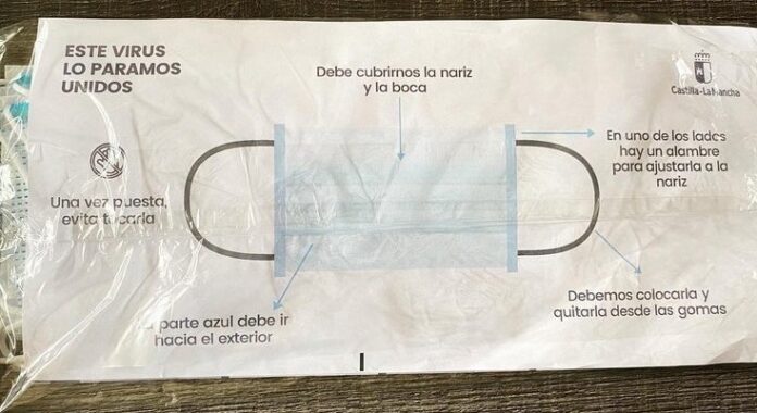 Mascarilla como las entregadas por la Junta de Comunidades.