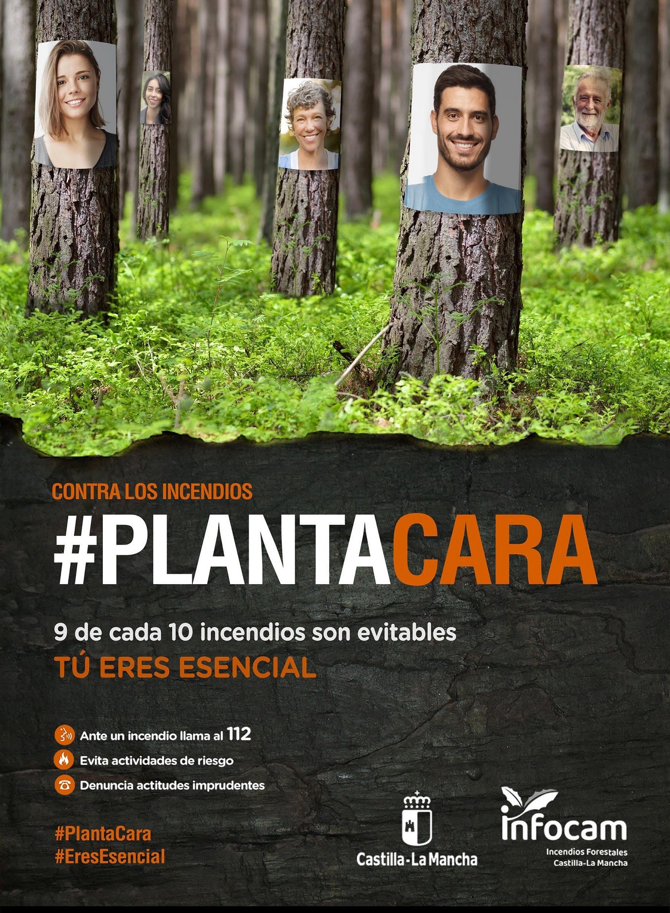 Cartel de la campaña contra incendios 2020 en Castilla-La Mancha.