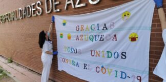 Pancarta en el CEDT de Azuqueca de Henares durante la pandemia del coronavirus.