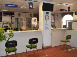 Ventanilla Única en la delegación de Hacienda de la Junta de Comunidades en la provincia de Guadalajara, reabierta el 28 de mayo de 2020.