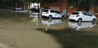Balsas de agua en Azuqueca tras la tormenta del 25 de mayo de 2020.