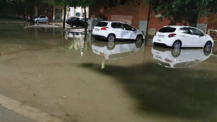 Balsas de agua en Azuqueca tras la tormenta del 25 de mayo de 2020.