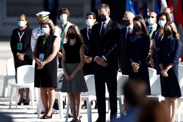 La familia real, en el funeral de Estado por las víctimas del coronavirus, celebrado en Madrid el 16 de julio de 2020.
