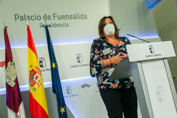 La consejera de Economía, Empresas y Empleo, Patricia Franco, en rueda de prensa para informar sobre la presentación de la nueva marca ‘Castilla-La Mancha’.(Foto: D. Esteban González)