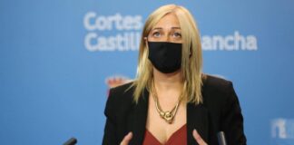 Carmen Picazo, en la sala de prensa de las Cortes de Castilla-La Mancha.