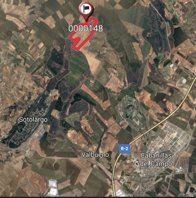Localización del incendio de Torrejón del Rey el 7 de septiembre de 2020.