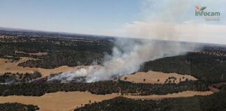 Vista aérea del incendio de Valrachas, ocurrido el 7 de septiembre de 2020. (Foto: Infocam)