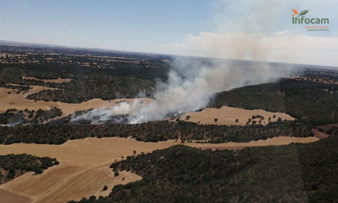 Vista aérea del incendio de Valrachas, ocurrido el 7 de septiembre de 2020. (Foto: Infocam)