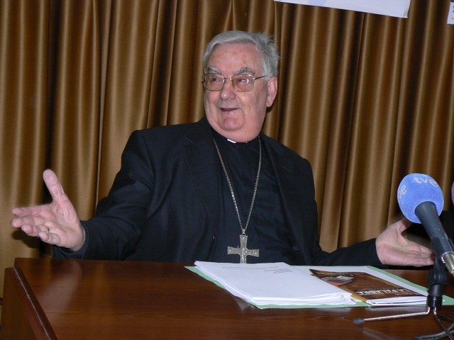 Monseñor José Sánchez, en una comparecencia durante su etapa como obispo de Sigüenza.