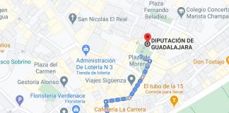 distancia que separa la Diputación de Guadalajara de la Subdelegación del Gobierno.