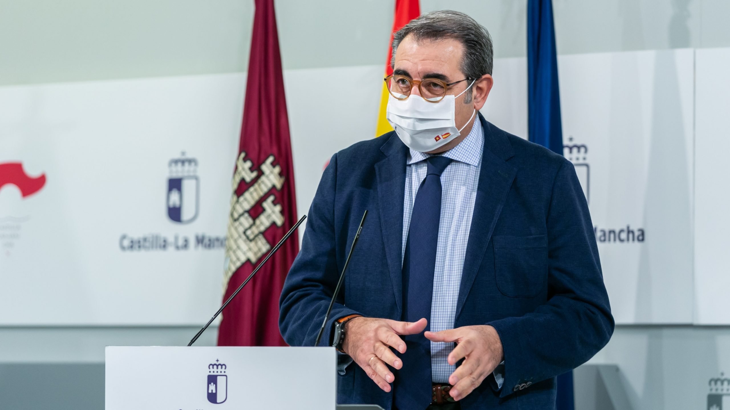 El consejero de Sanidad de Castilla-La Mancha, durante la rueda de prensa del 15 de diciembre de 2020.