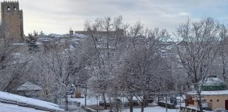 Nieve sobre Sigüenza el 1 de enero de 2021.