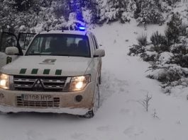 La nevada en El Cardoso de la Sierra era así de notable en las primeras horas de 2021. (Foto: Agentes Medioambientales JCCM)