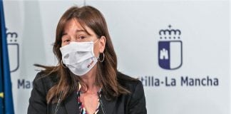 Blanca Fernández, durante su rueda de prensa en el palacio de Fuensalida el 2 de febrero de 2021.