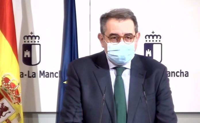 Jesús Fernández Sanz, consejero de Sanidad, durante su comparecencia del 20 de febrero de 2021. (Foto: La Crónic@/Facebook)