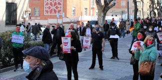 Concentración de hosteleros en Guadalajara el 16 de febrero de 2021.