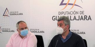 Alfonso Esteban, en su rueda de prensa del 8 de marzo de 2021 en la Diputación de Guadalajara.