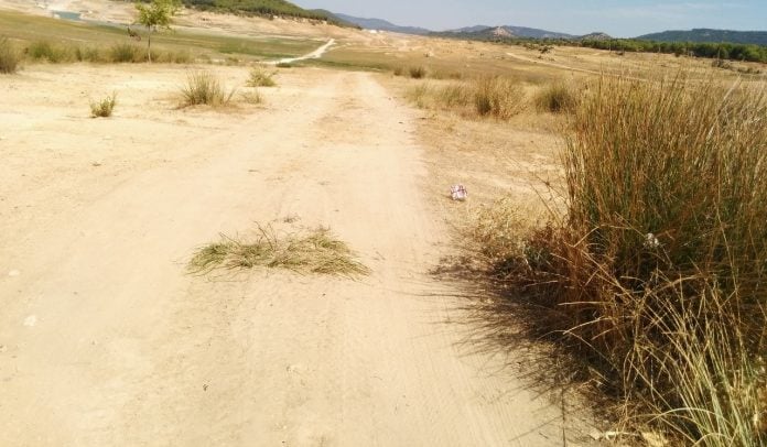 Así se volverá a ver el pantano desde Sacedón si no se remedia a tiempo. (Foto: Archivo de La Crónic@)