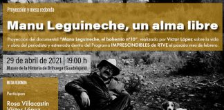 Acto en recuerdo de Manu Leguineche el 29 de abril de 2021.