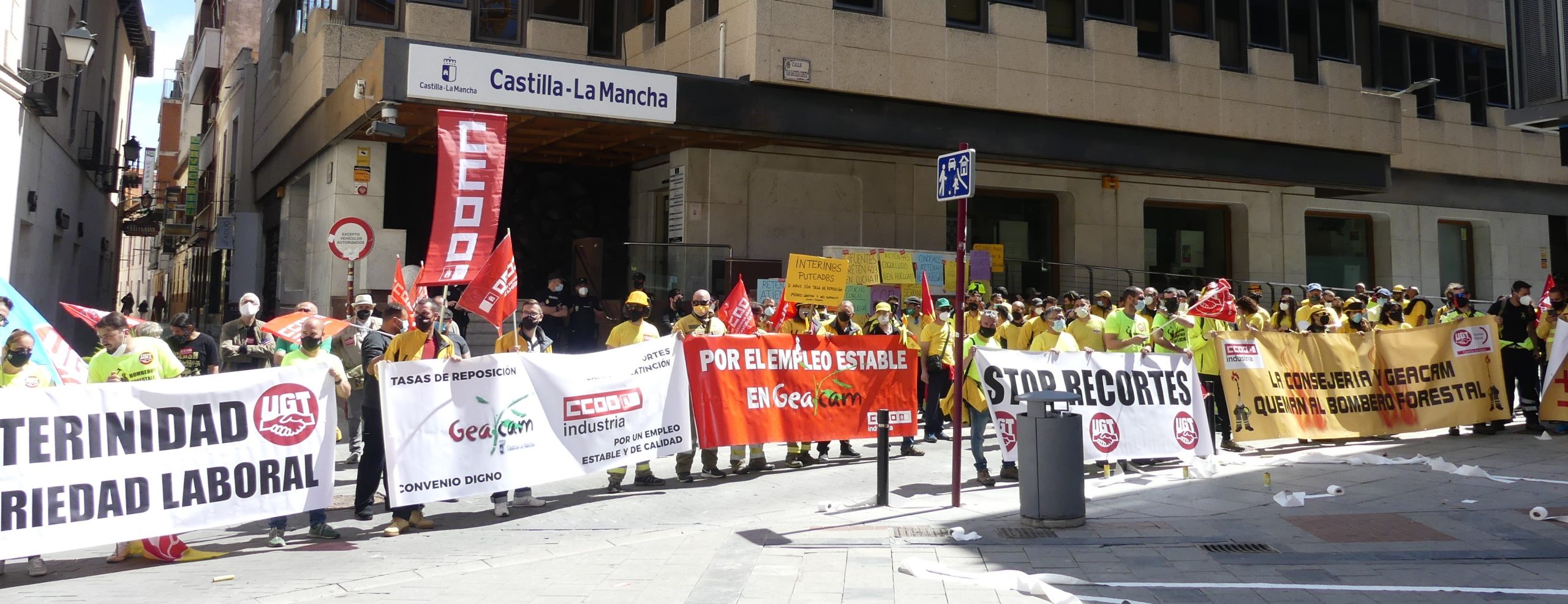 Protesta de los trabajadores de GEACAM el 24 de mayo de 2021 en Guadalajara. (Foto: La Crónic@)