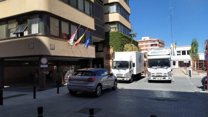 Trabajos para el desalojo de los Juzgados de Guadalajara, en abril de 2021. (Foto: La Crónic@)