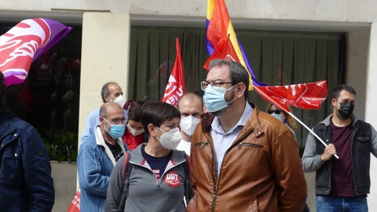 Eusebio Robles en el Primero de Mayo de 2021 en la Plaza de Santo Domingo de Guadalajara. (Foto: La Crónic@)