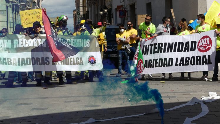 Protesta de los trabajadores de GEACAM en Guadalajara el 24 de mayo de 2021. (Foto: La Crónic@)
