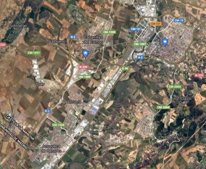 Vista general del Corredor del Henares. (Foto: Google Maps)