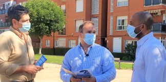 Carnicero, entre Alguacil y Engonga, dutrante la presentación de la campaña del PP en Guadalajara.