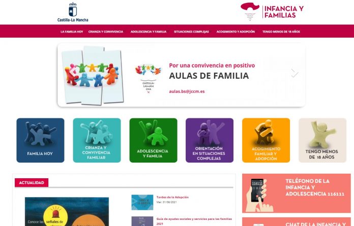 Pantalla de acceso a la nueva web de la Junta para la infancia y la familia.
