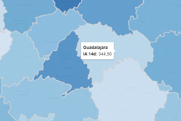Guadalajara está ahora mucho mejor que Madrid en incidencia del COVID, según los datos del 5 de agosto de 2021.