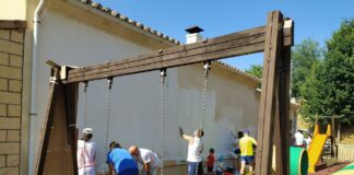 Preparando el muro para el mural de Cendejas del Padrastro.