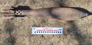 Mortero de la Guerra Civil encontrado por un perro en Navahermosa (Toledo).