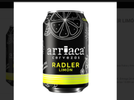 Presentación en lata de la Radler Limón, de cervezas Arriaca.