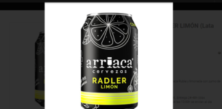 Presentación en lata de la Radler Limón, de cervezas Arriaca.