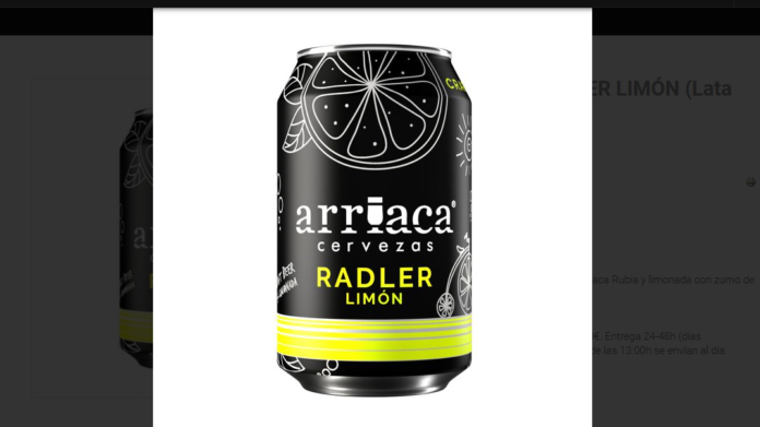 Presentación en lata de la Radler Limón, de cervezas Arriaca.