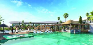 Idealizada imagen del beach club de Oasiz, el centro comercial que está a punto de abrir en Torrejón de Ardoz.