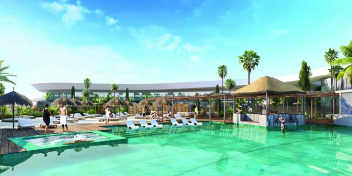 Idealizada imagen del beach club de Oasiz, el centro comercial que está a punto de abrir en Torrejón de Ardoz.