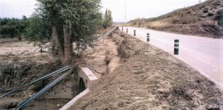 Daños en la GU-249 por la lluvia del 2 de septiembre de 2021. (Foto: Diputación de Guadalajara)