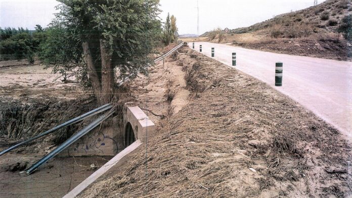 Daños en la GU-249 por la lluvia del 2 de septiembre de 2021. (Foto: Diputación de Guadalajara)