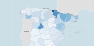 Sólo Granada tiene menos COVID que Guadalajara Cuianto más claro es el color, más baja es la incidencia acumulada; el mapa es del 24 de noviembre de 2021.